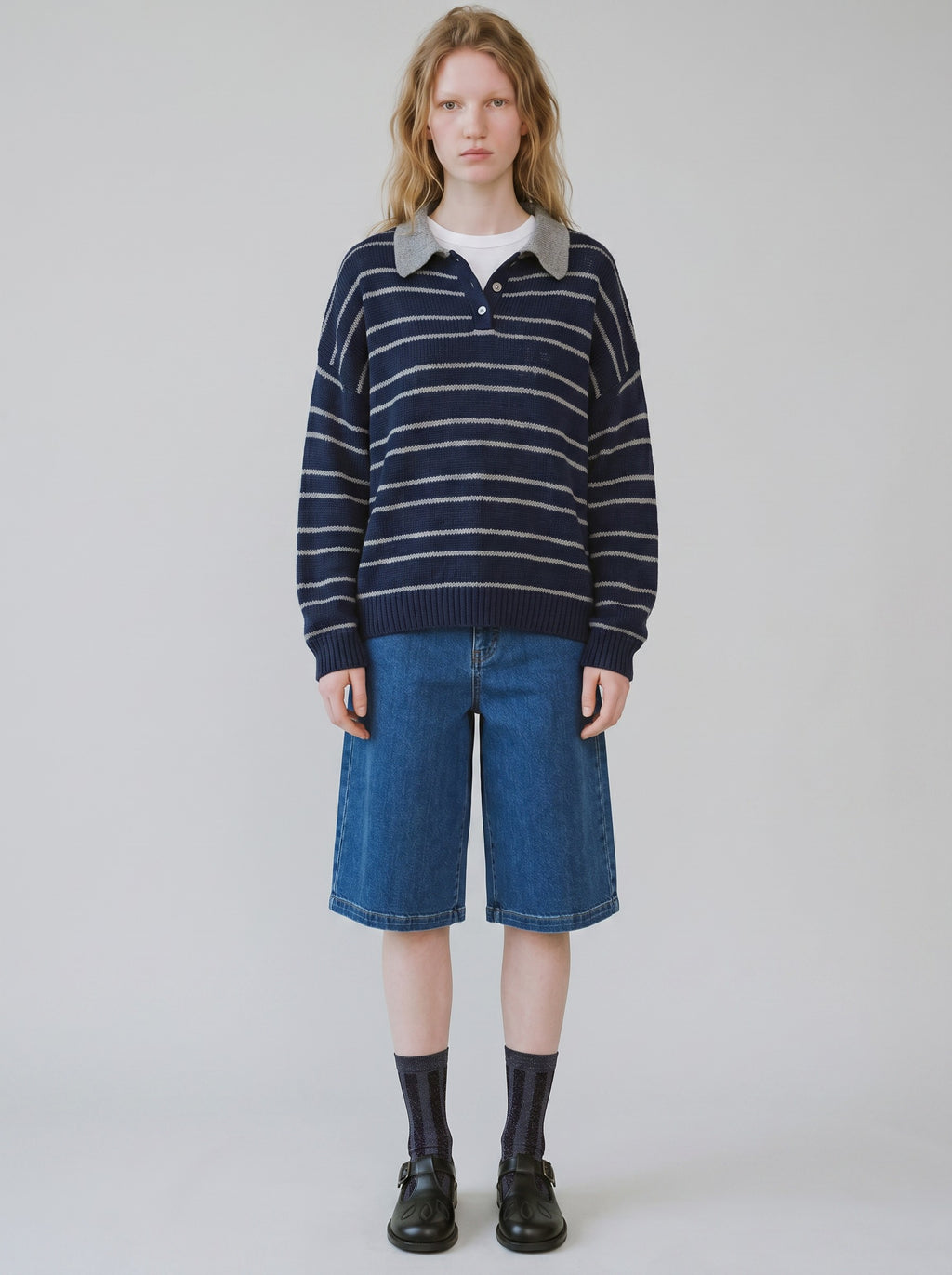 Midnight Tinsel Striped Socks — Grey
