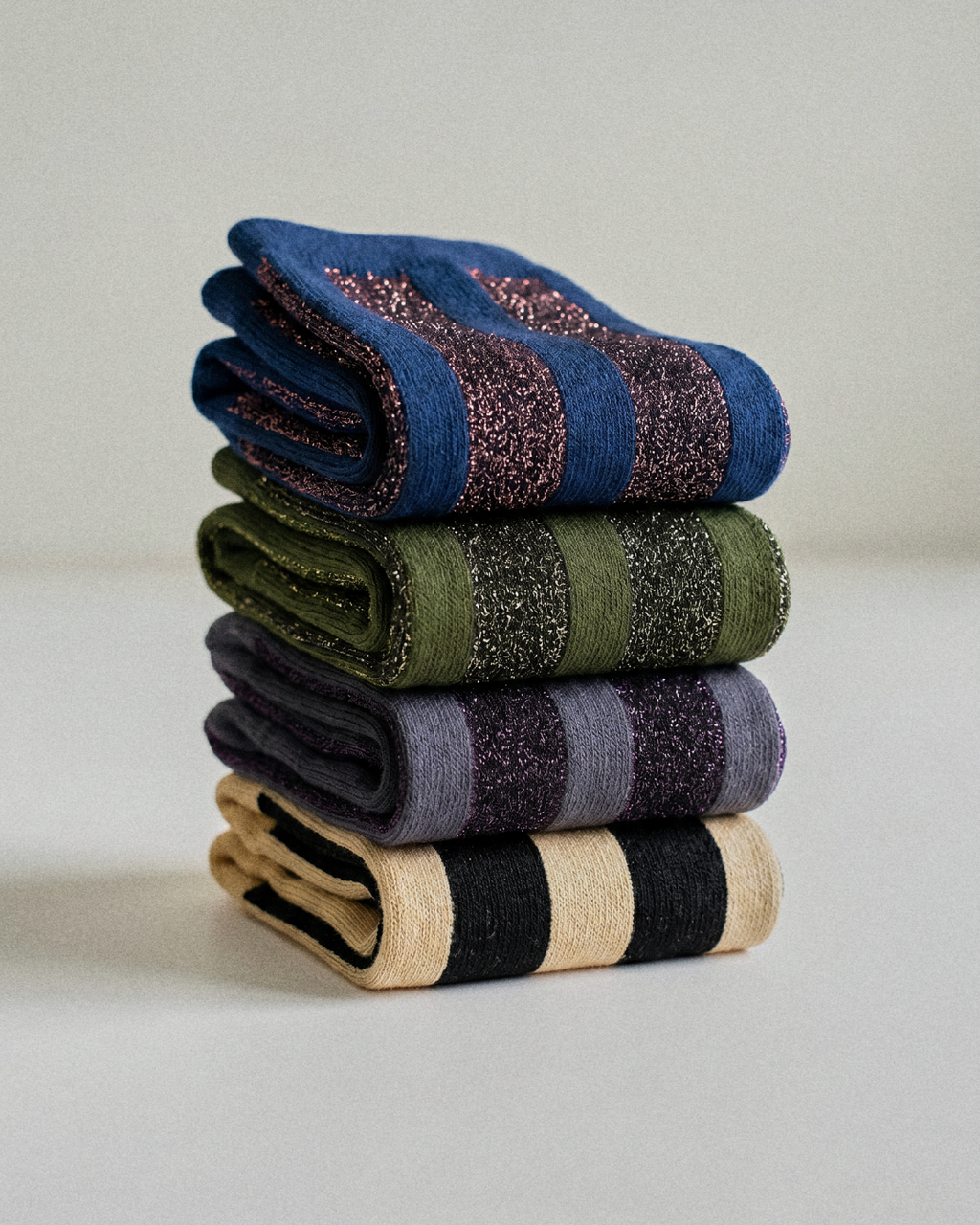 Midnight Tinsel Striped Socks — Sunmool Set