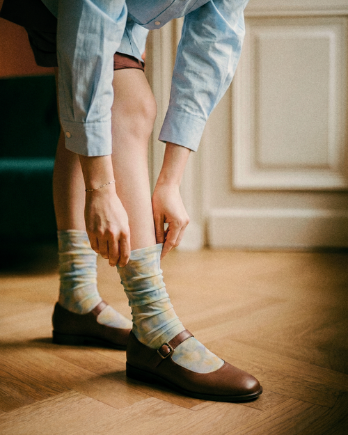 Barely There Floral Socks — Yellow