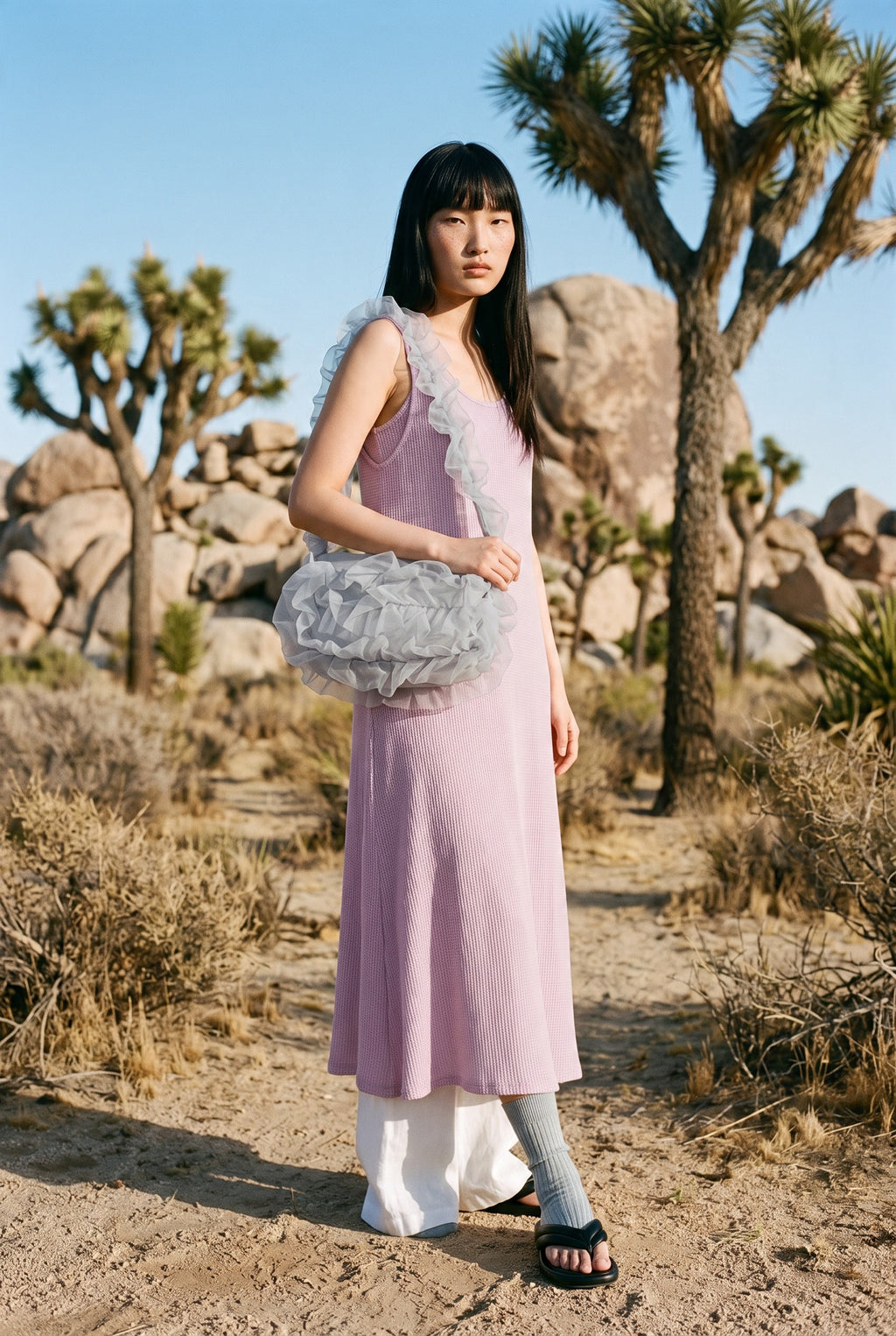 Sheer Chiffon Baguette Bag