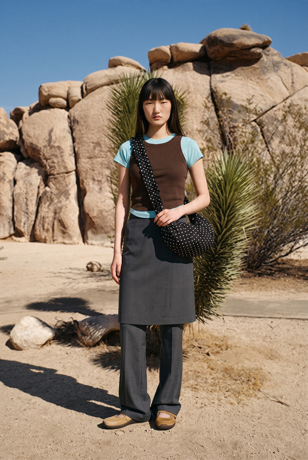 Shirred Polka Dot Shoulder Bag