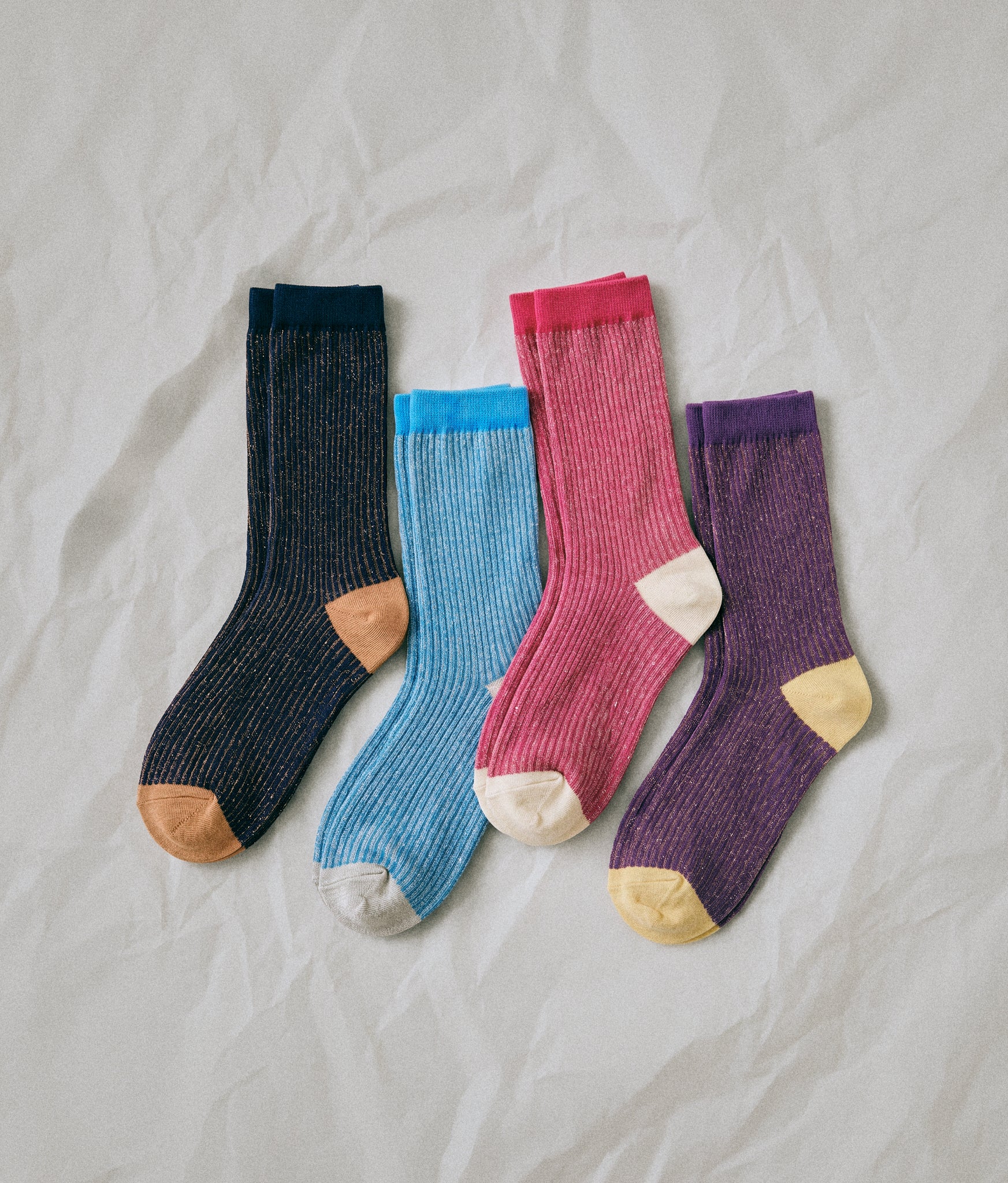 Glittery Striped Color Block Socks — Sunmool Set