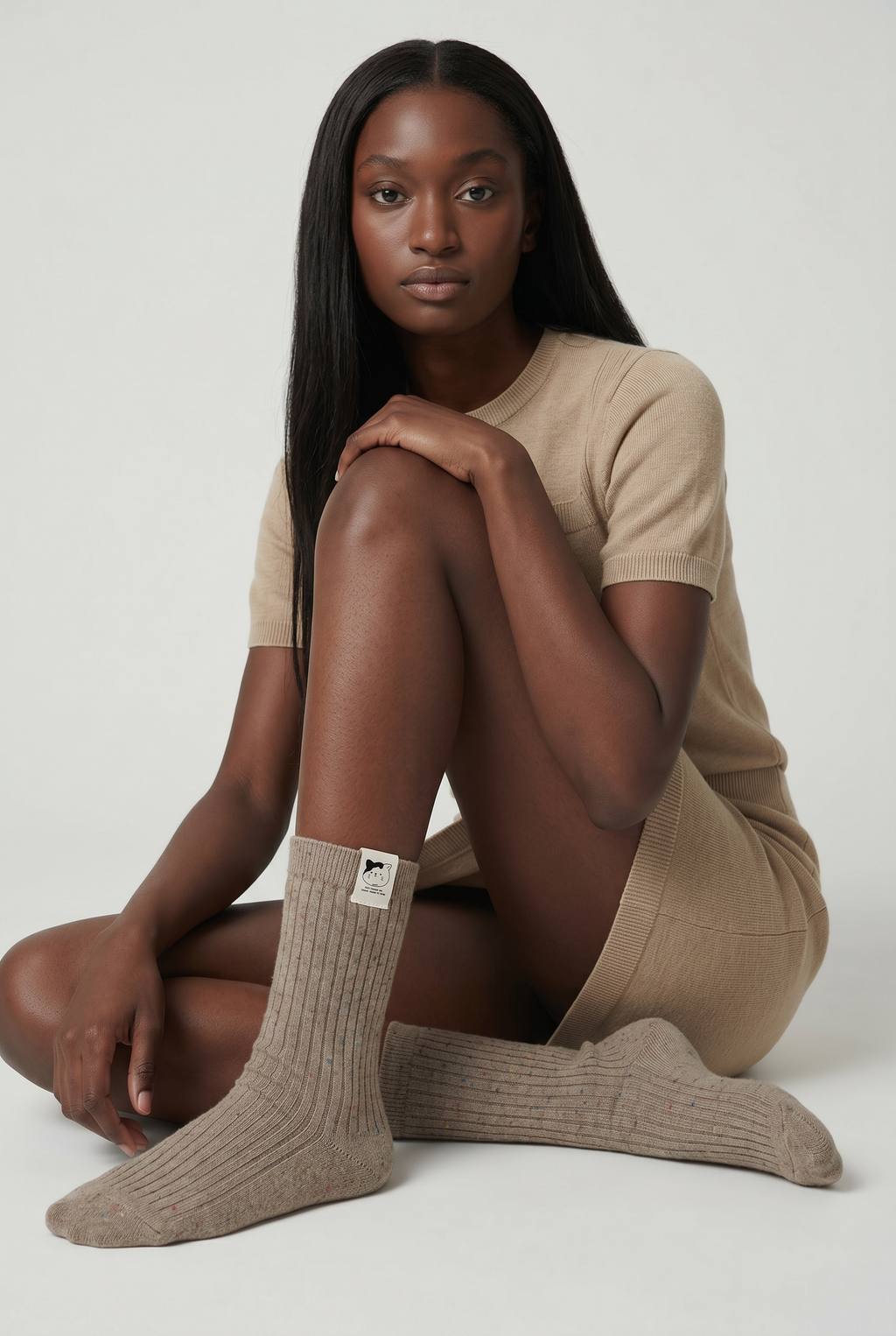 Meow Wool Blended Socks — Mocha