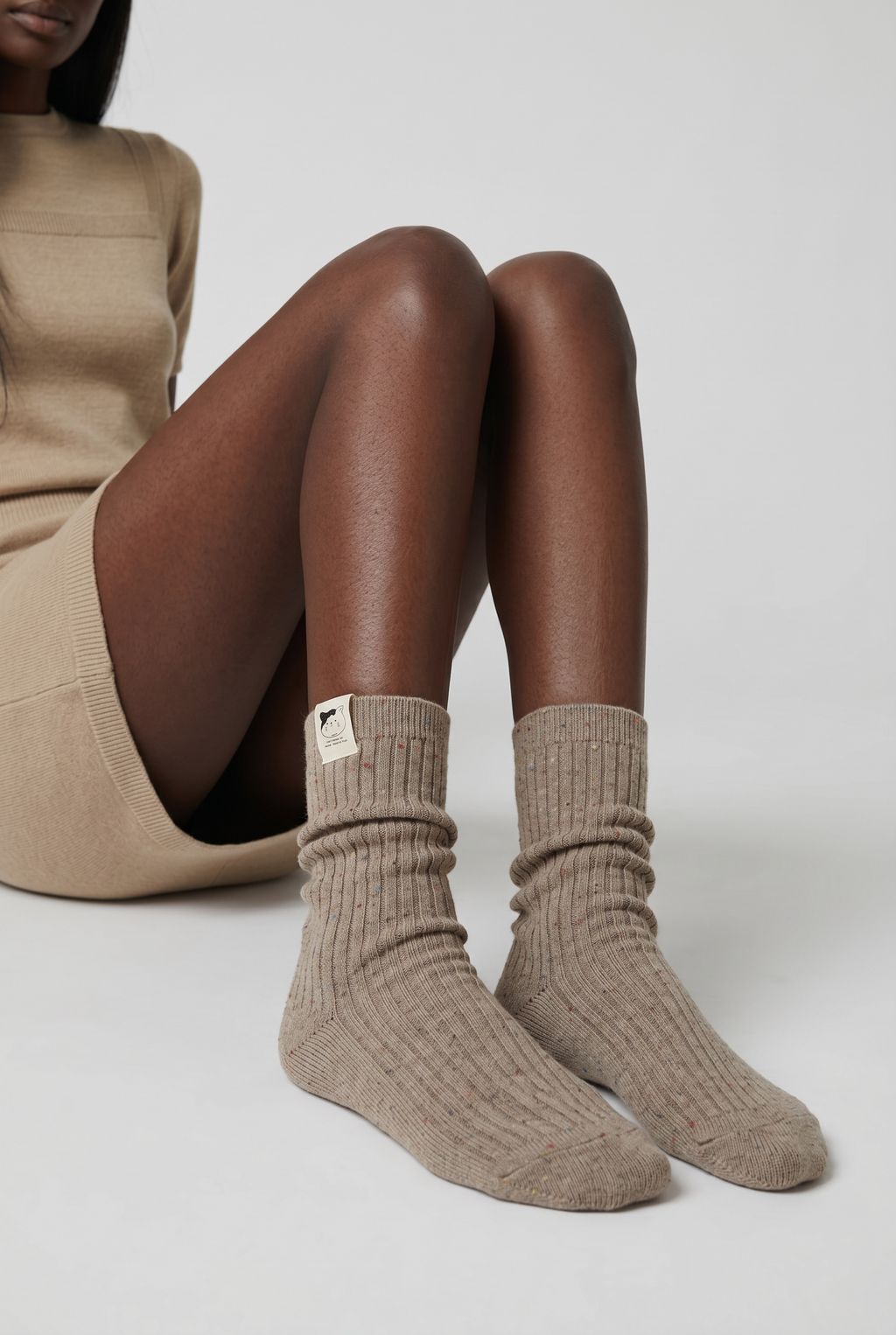 Meow Wool Blended Socks — Mocha