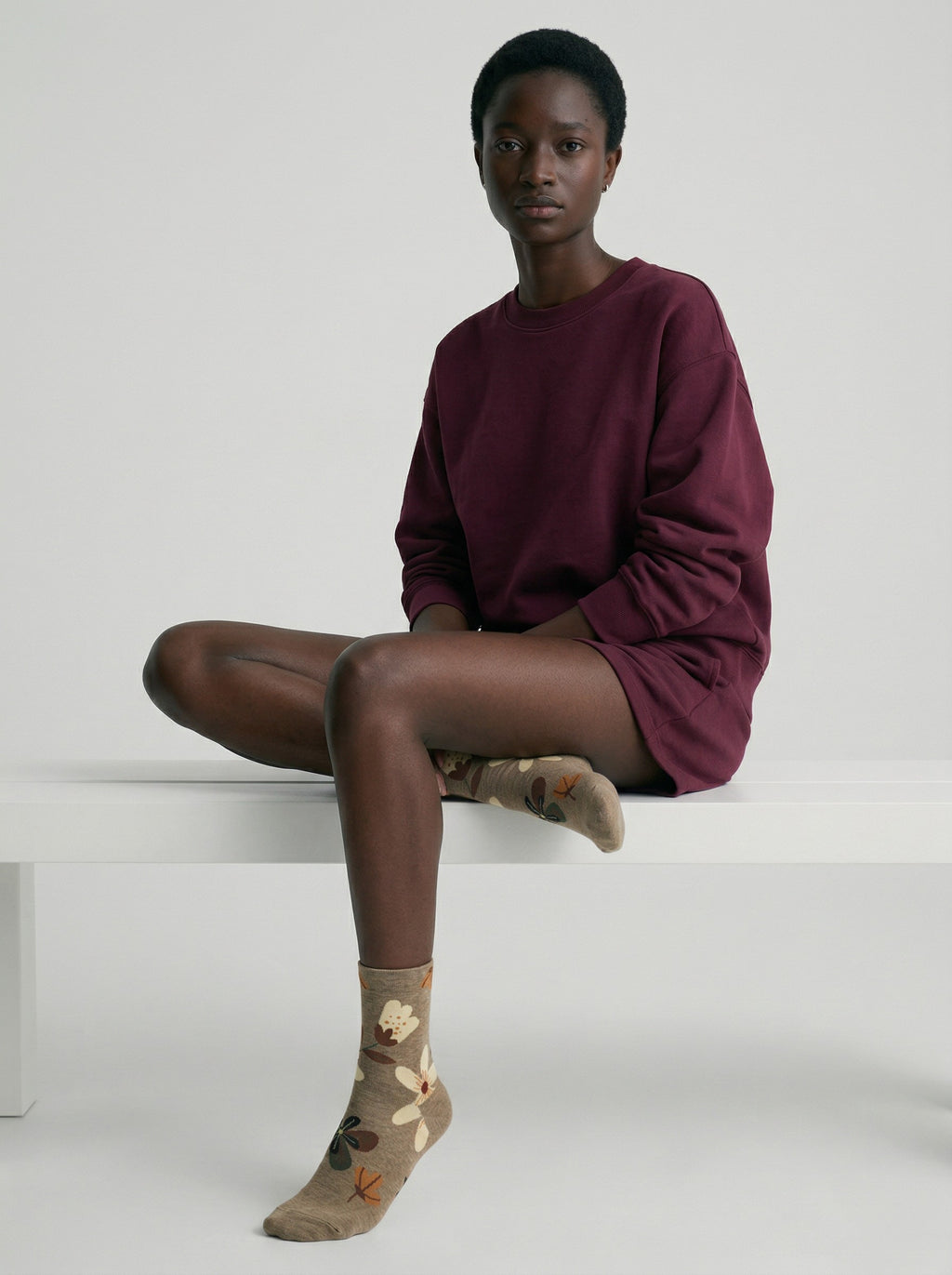 Dear Flower Socks — Mocha