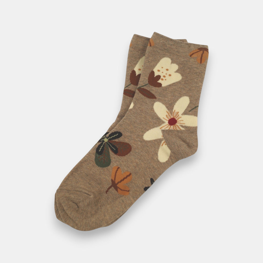 Dear Flower Socks — Mocha