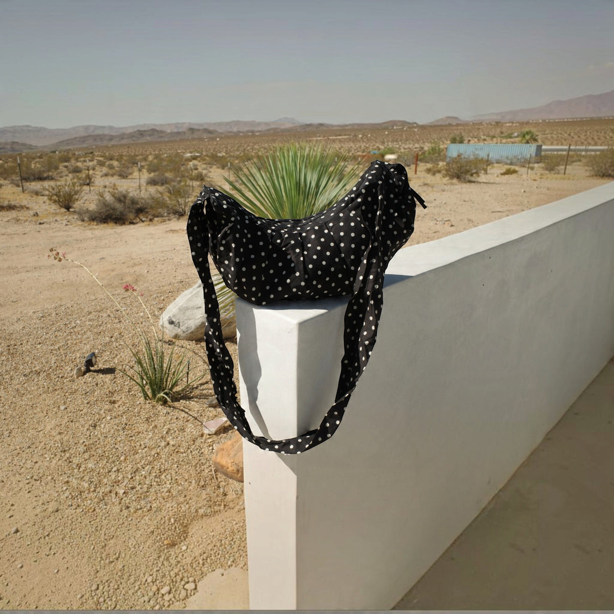 Shirred Polka Dot Shoulder Bag
