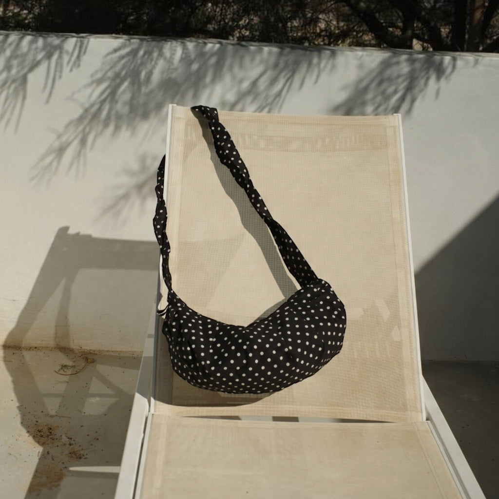 Shirred Polka Dot Shoulder Bag