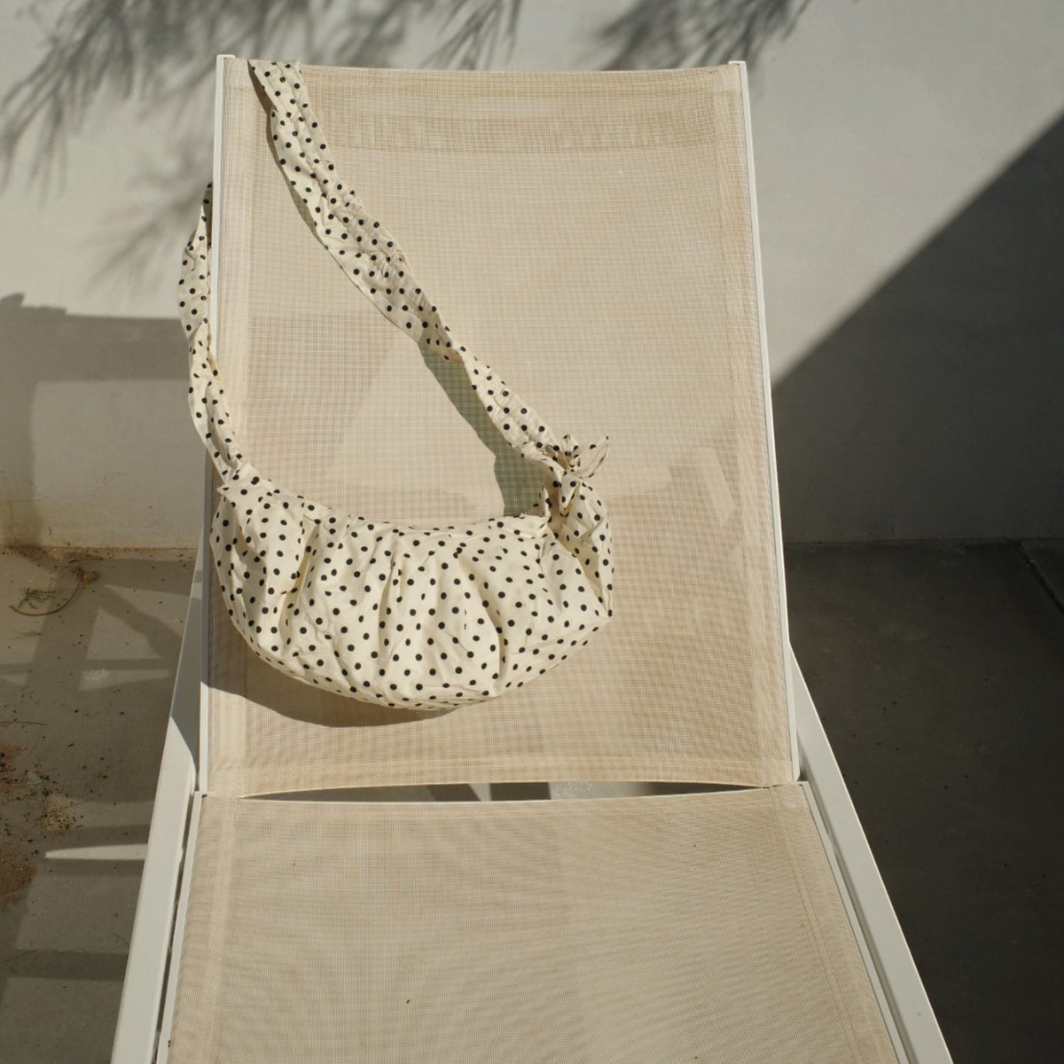 Shirred Polka Dot Shoulder Bag