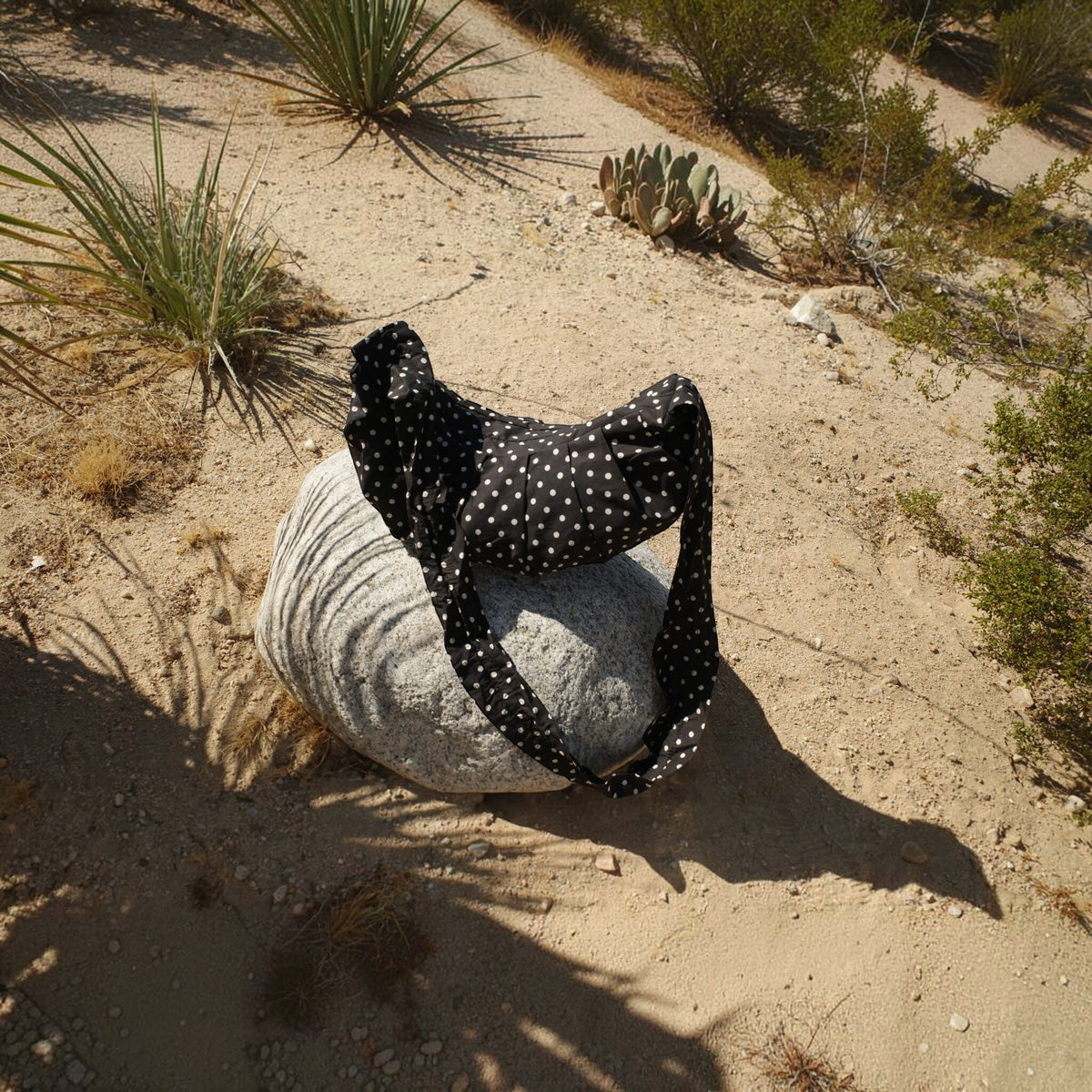Shirred Polka Dot Shoulder Bag