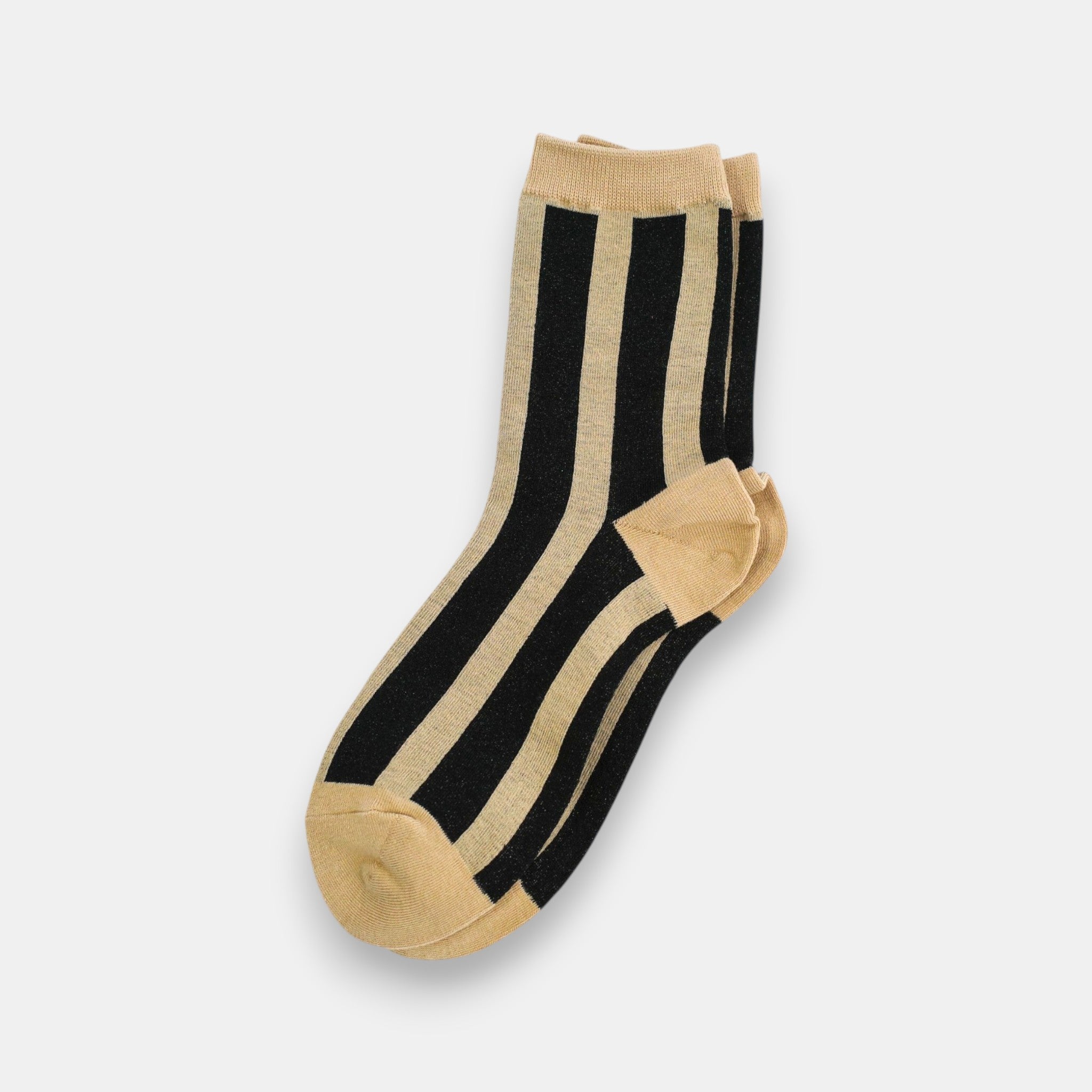 Midnight Tinsel Striped Socks — Ivory