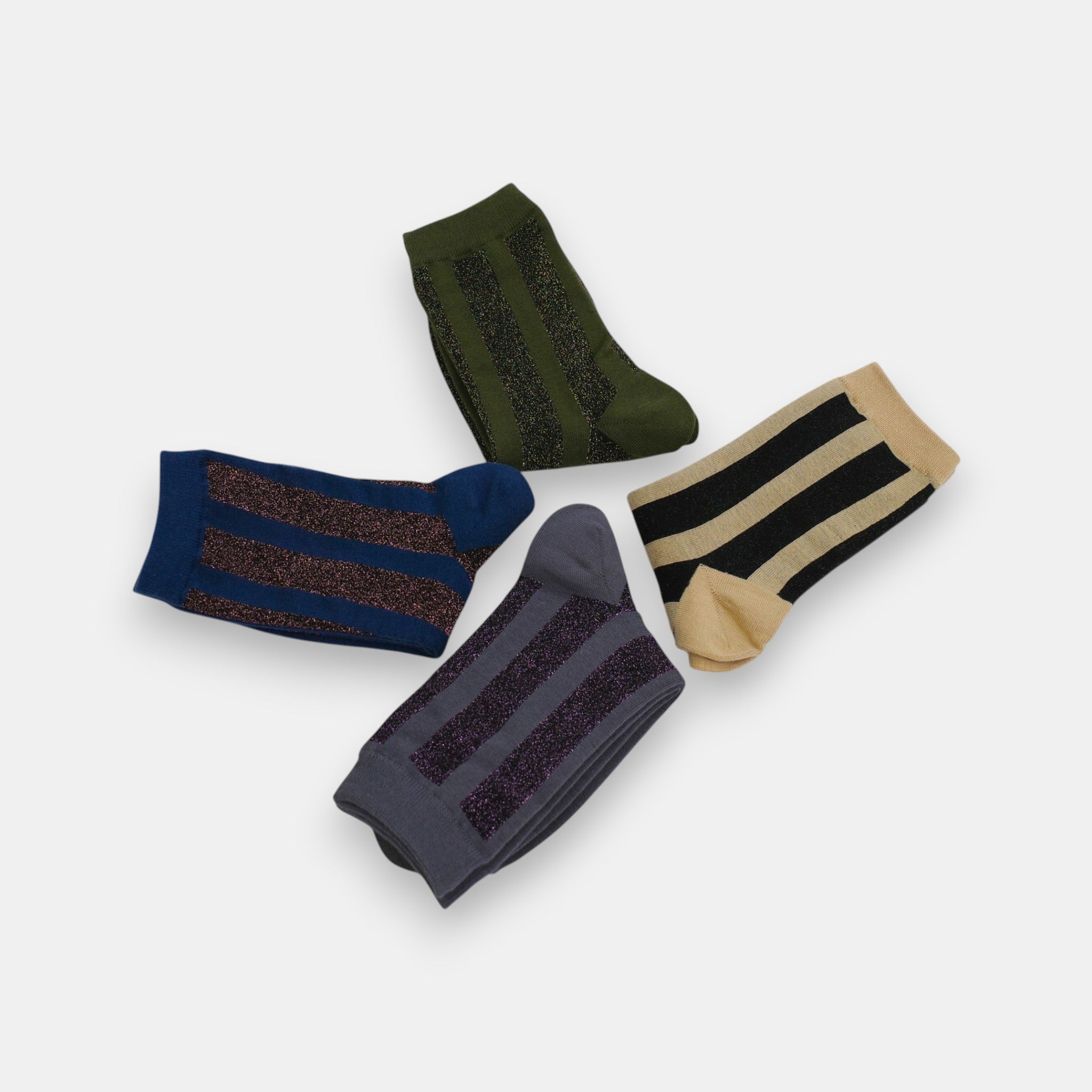 Midnight Tinsel Striped Socks — Sunmool Set