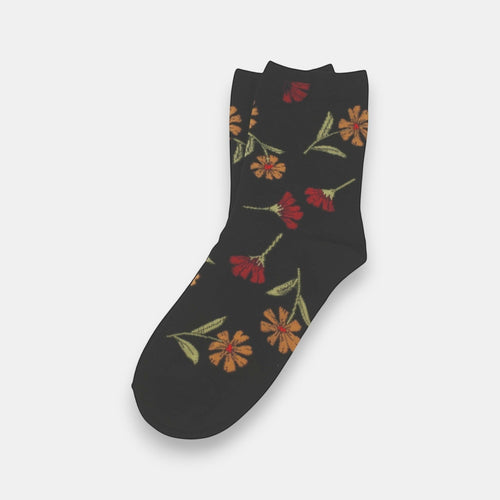 Dear Wild Flower Socks — Black