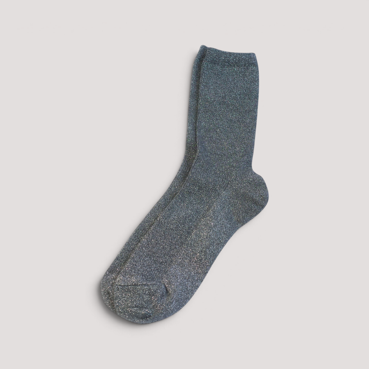 SUNMOOL dark grey glittery mid-neck socks with a ribbed texture for a cozy and festive look.