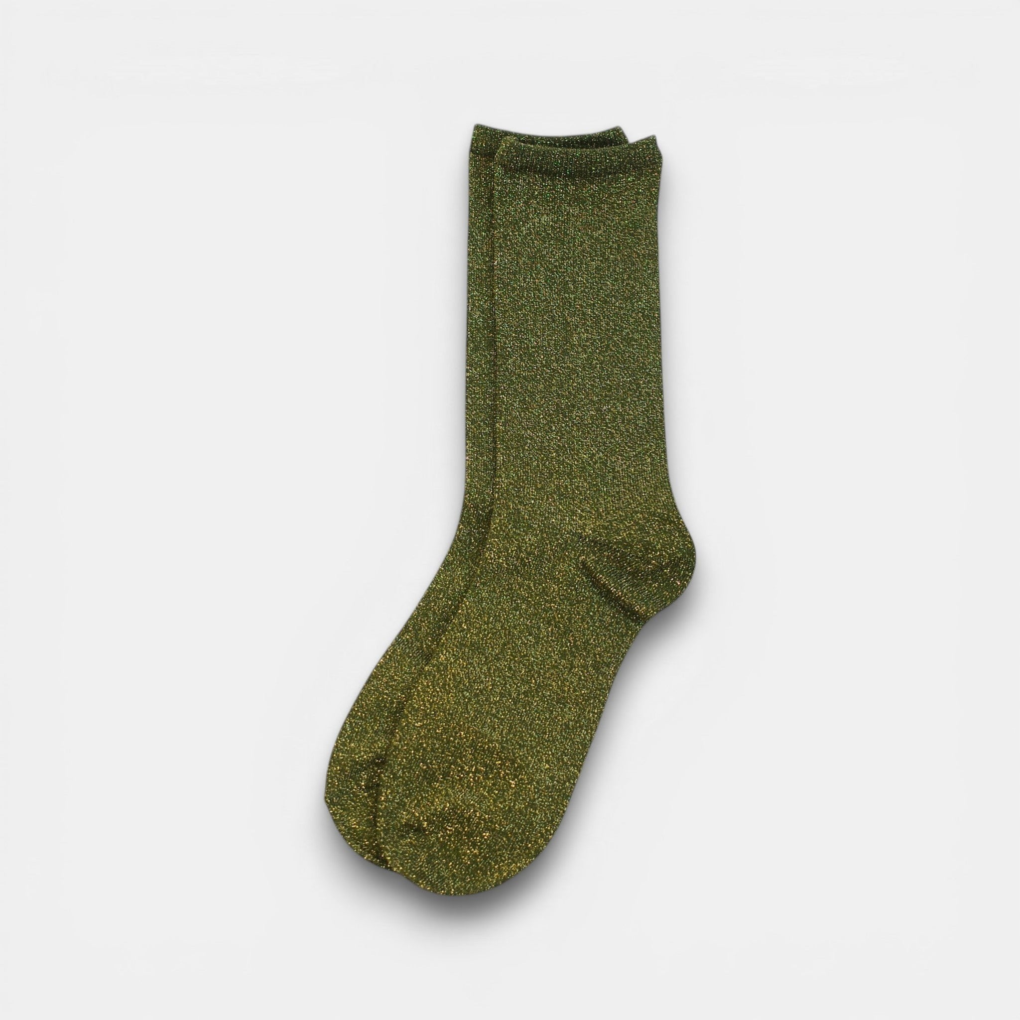 Glittery Mid neck Socks — Khaki