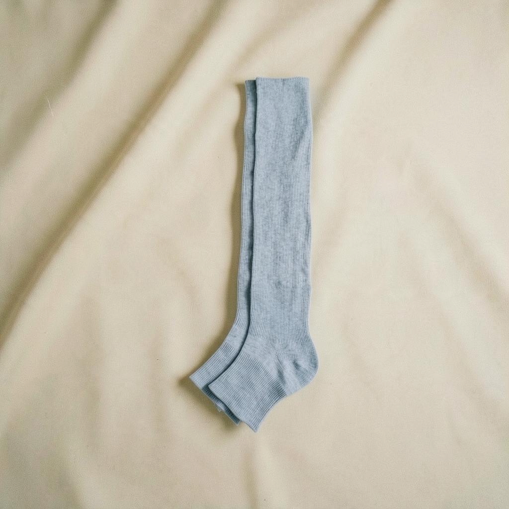 SUNMOOL light blue ribbed open-toe knee-high socks for ballet-inspired styling with sandals or loafers