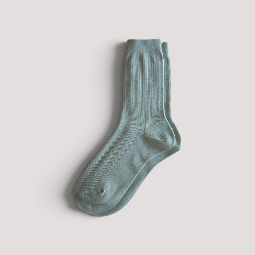 SUNMOOL Pastel Cloud mint green ribbed crew socks for a soft and comfortable everyday fit.