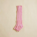 SUNMOOL pink ribbed knee-high open-toe socks for ballet or casual wear on a neutral background.