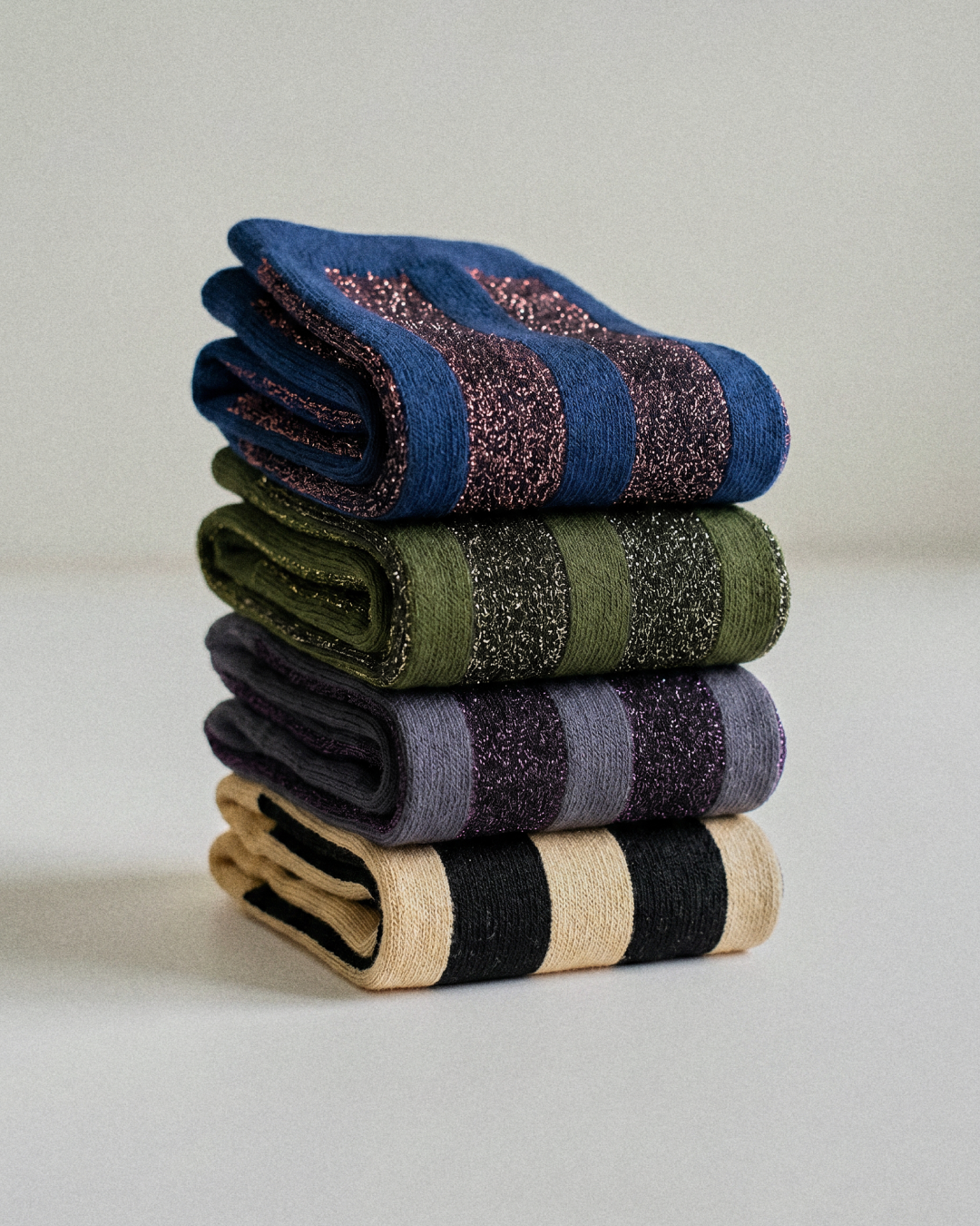 Midnight Tinsel Striped Socks