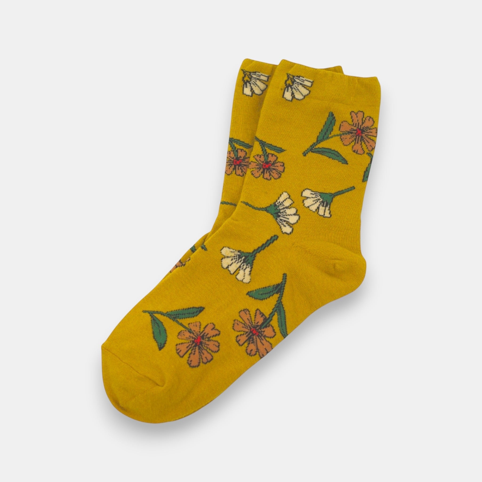 Dear Wild Flower Socks — Mustard