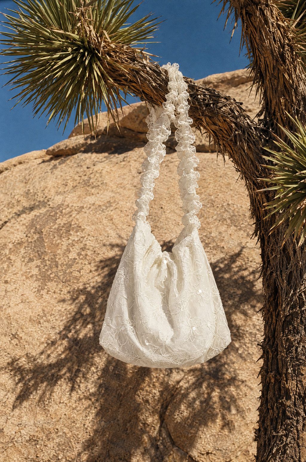 Floral Lace Ruffle Shoulder Bag