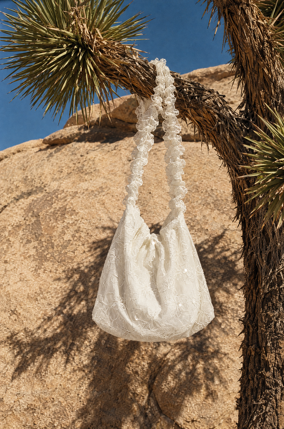 Floral Lace Ruffle Shoulder Bag